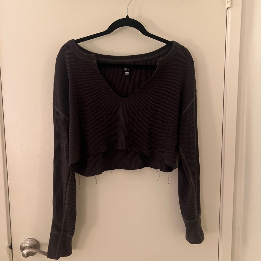 Urban Outfitters Charcoal V-Neck Crop Top